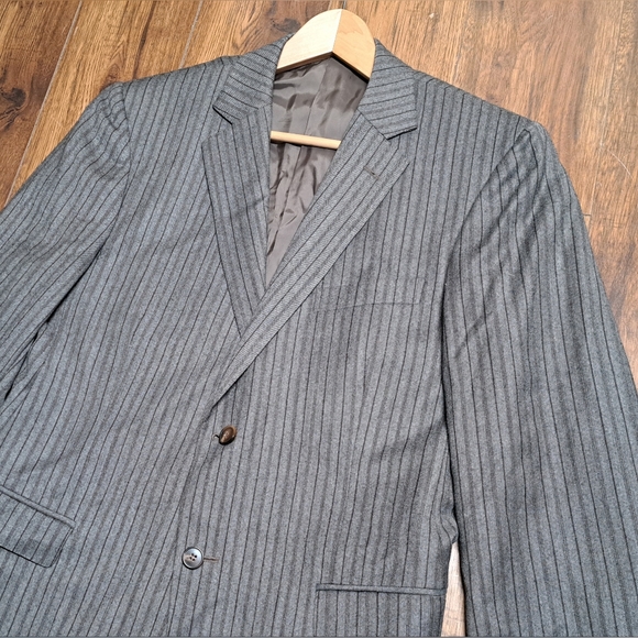 Z Zegna Men's Sport Coat Jacket City Fit Gray Striped Wool 2Btn Size 42R - Picture 4 of 9